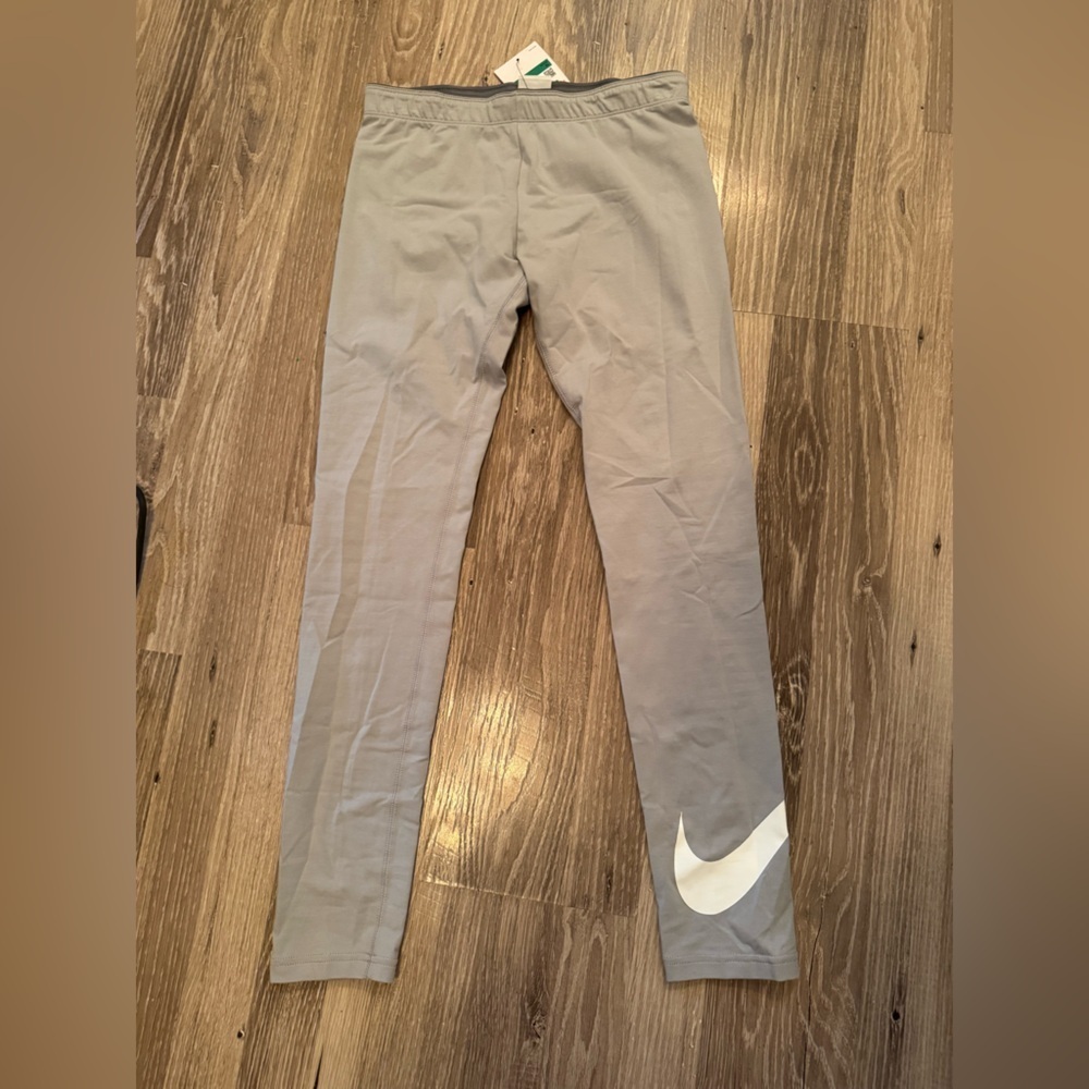 Nike Kids Light Gray Leggings with White Swoosh XL